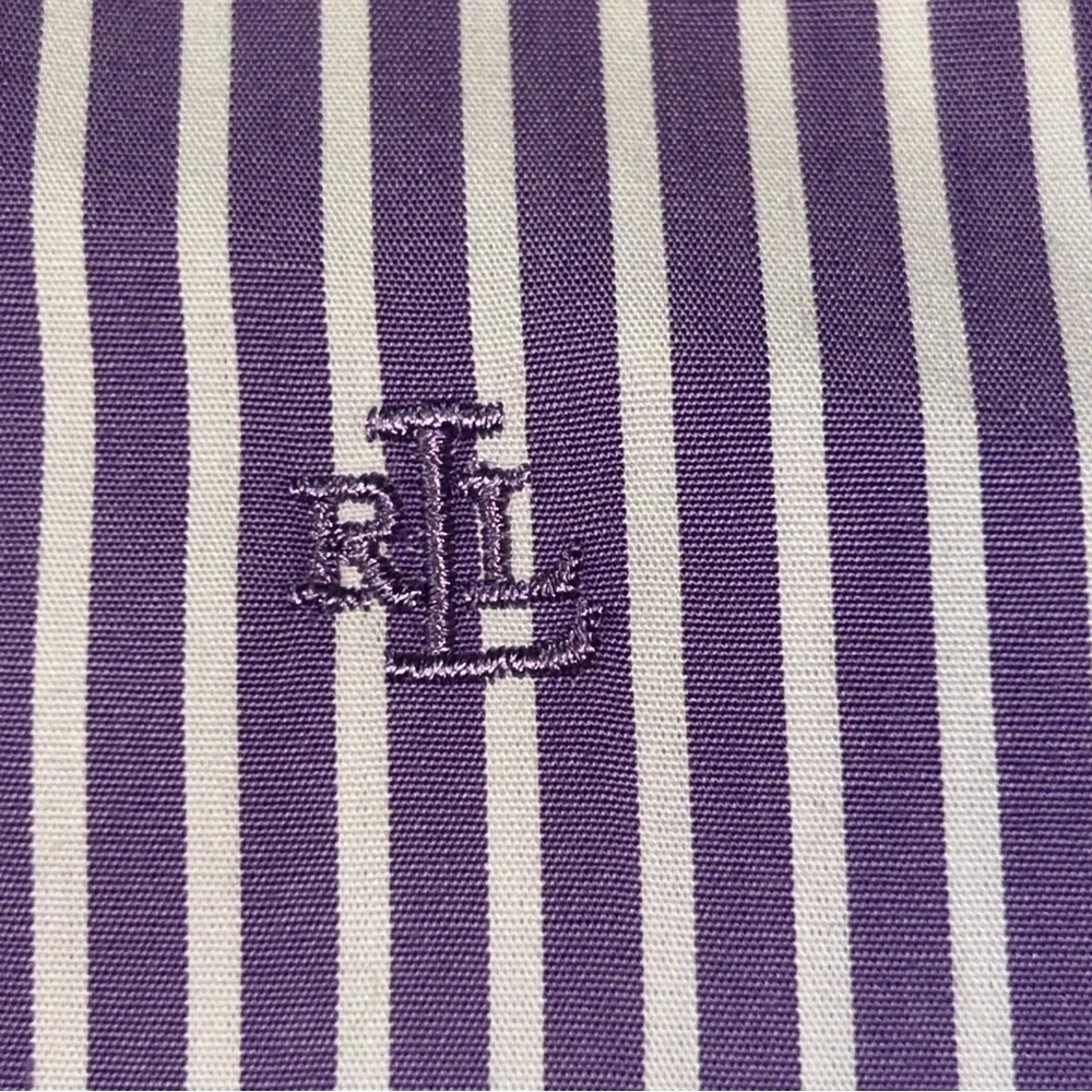 Ralph Lauren Womens Button Down Shirt Purple Bengal Striped Classic Preppy  XL - Picture 3 of 10